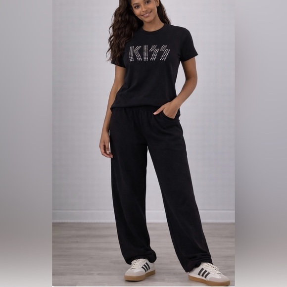 Tops - Black KISS Rhinestone Graphic Women's Tee